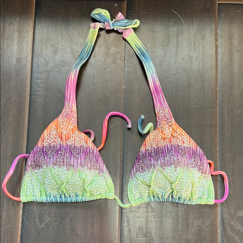VIX Multicolor Beaded Bikini Top, size M